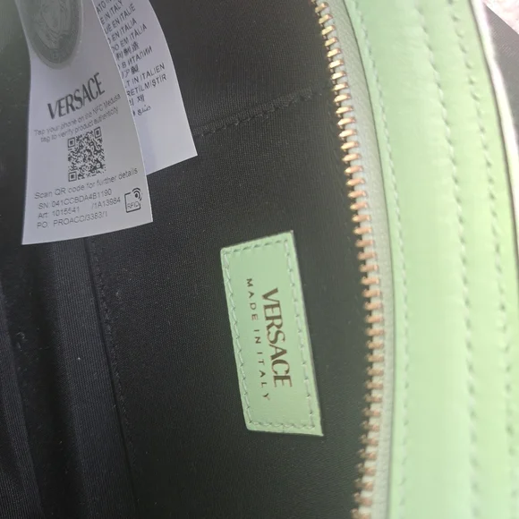 Versace Green Checkered quilted Crossbody Bag NWOT - Picture 3 of 12